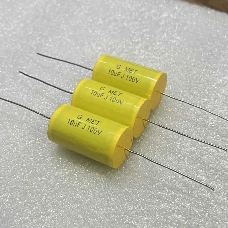 5PCS/LOT Copper Foot MET 100V10UF J 106J 10.0J 10mfd Axial Through Frequency Divided Thin Film Capacitor