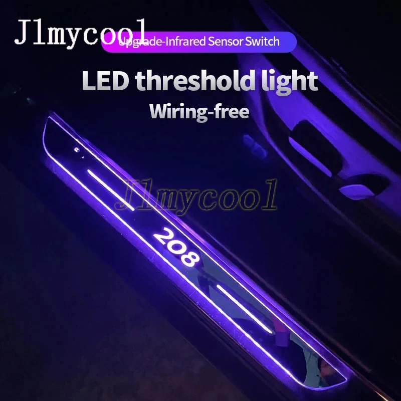 

Car Welcome Threshold LED Atmosphere Light For 208 letter Acrylic Doorsill Protection Strip USB Illuminated Pedal Plates