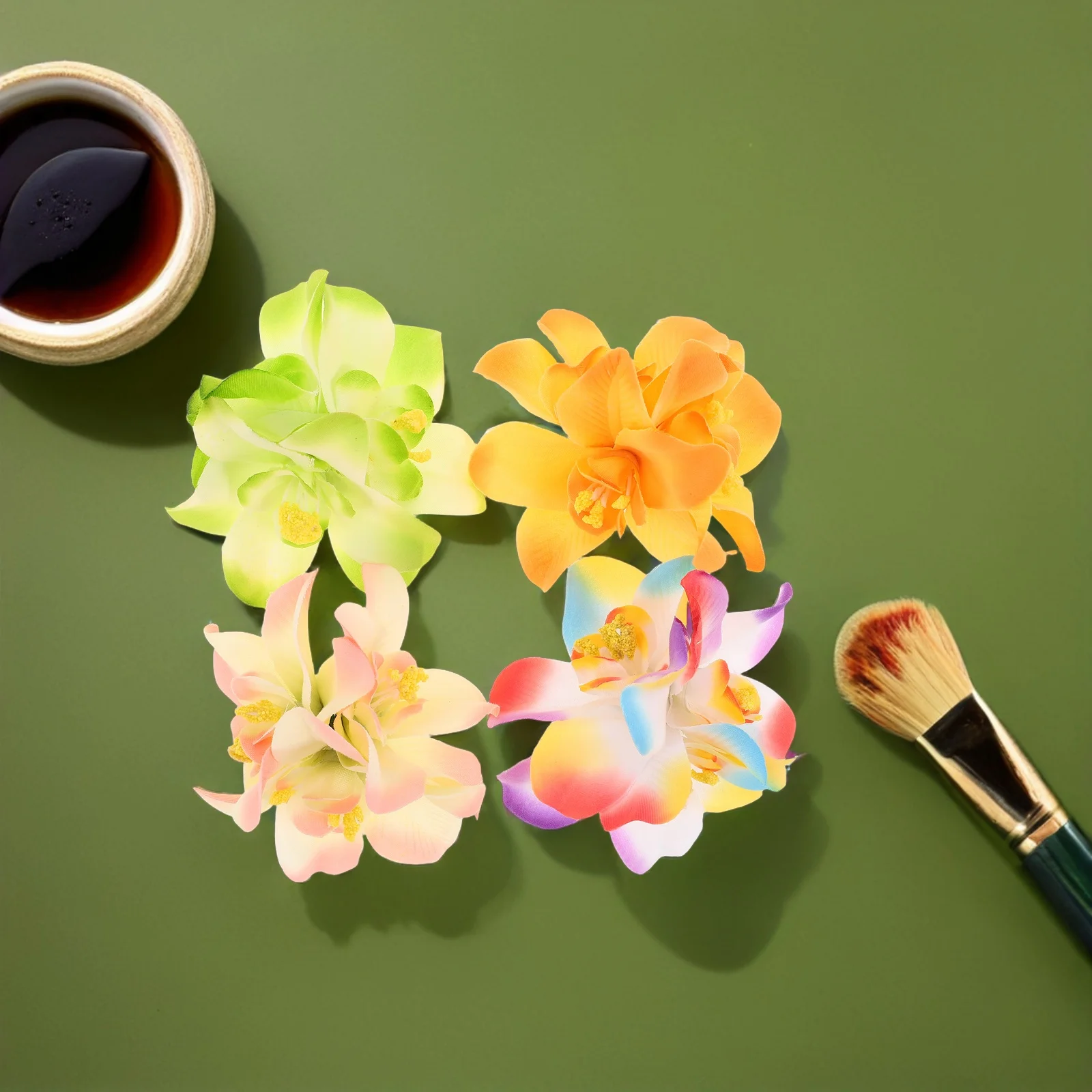 

Boho Floral Hair Clips Orchid Design Lightweight Hawaiian Beach Party Wedding Accessories Women Girls Tropical Artificial Flower