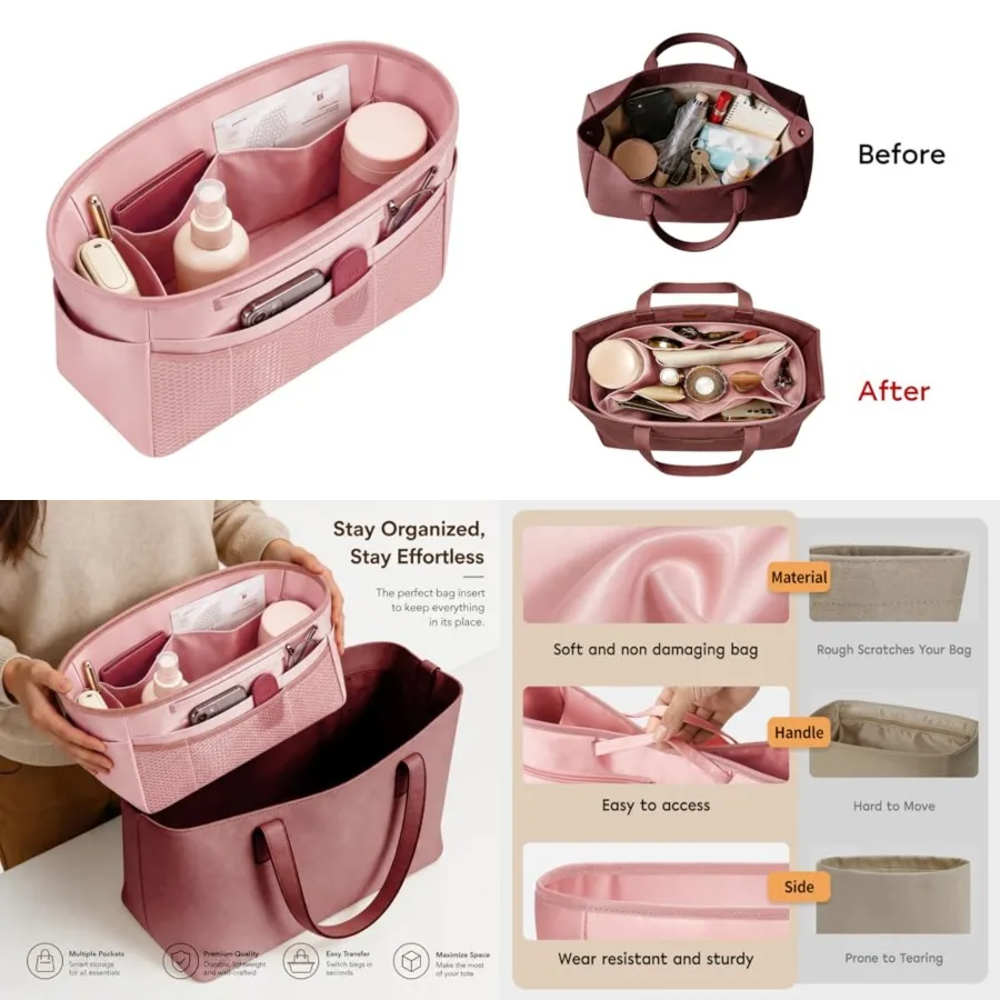 

Purse Organizer Insert for Tote Bag, Extra Large Bag Organizer Insert, Multi Pocket Handbag Organizer, Structu Purse Liner Shap