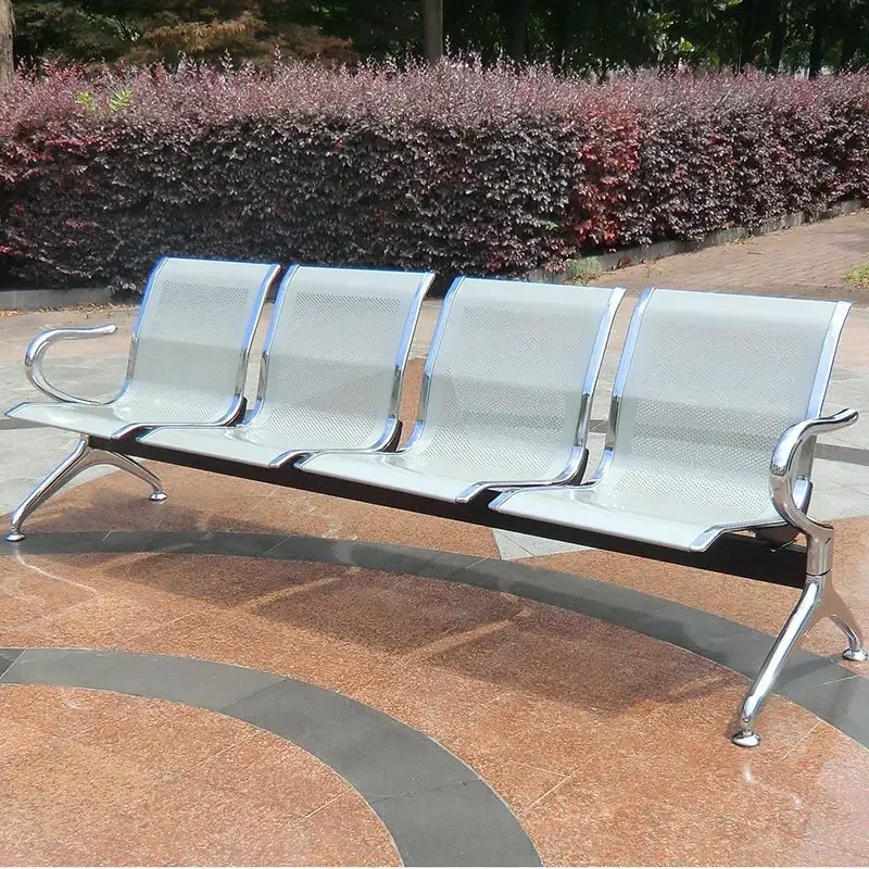 Chaise d\'attente pour quatre personnes, longue rangée en acier inoxydable, pour transfusion hospitalière, pour le public et l\'aéroport