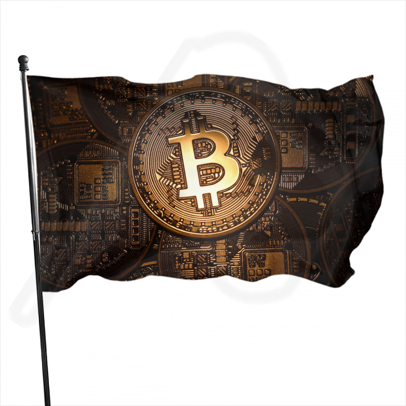 Bitcoin Logo Flags Double Sided Bitcoin Sign Outdoor Indoor Decoration Flag Single-Layer Polyester with Brass Buttonhole Adults