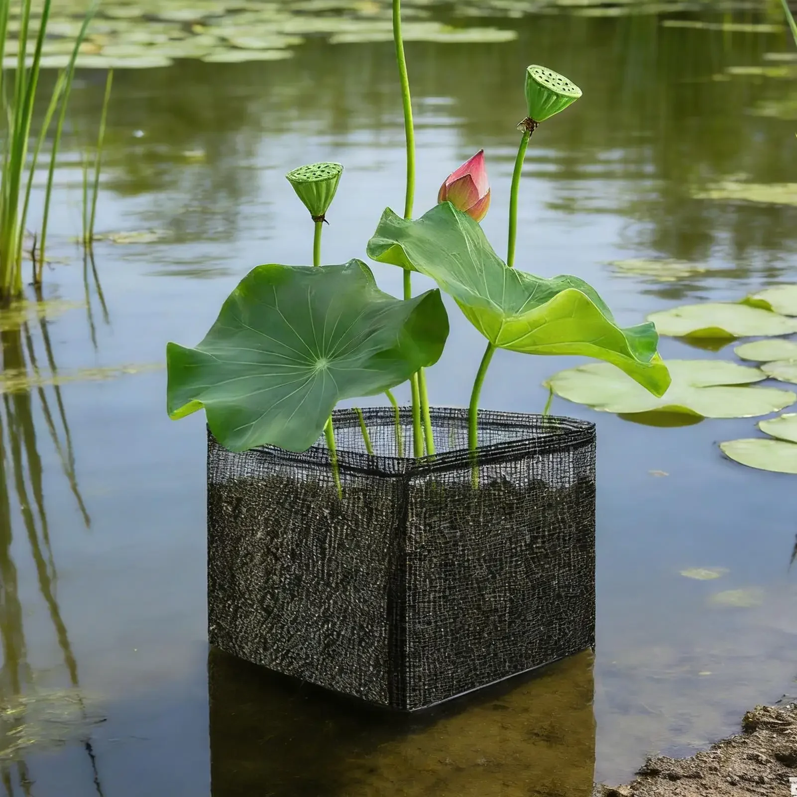 Reusable Plant Growing Bags 4 Pack of Mesh Containers for For aquatic Plants and Garden Displays with Airflow Design