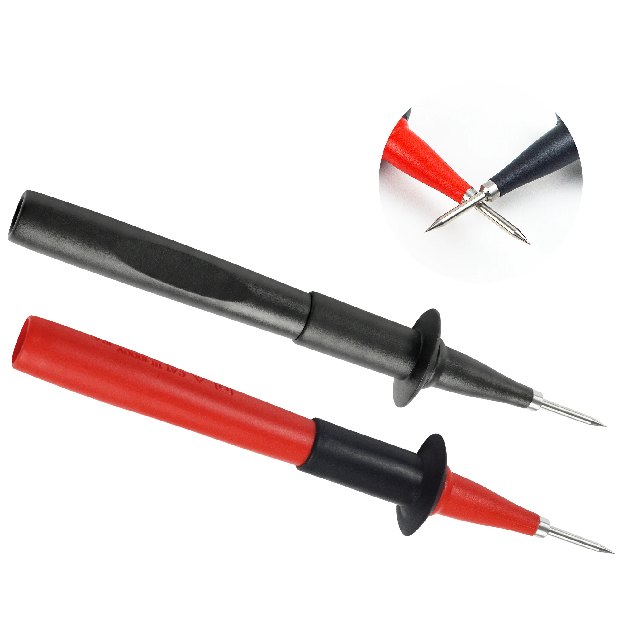 ZIBOO TP220 2 Piece Sure Grip Industrial Test Probes Set with Stainless Steel Tip, 1000V Voltage, 10A Current, 2mm Tip Diameter.