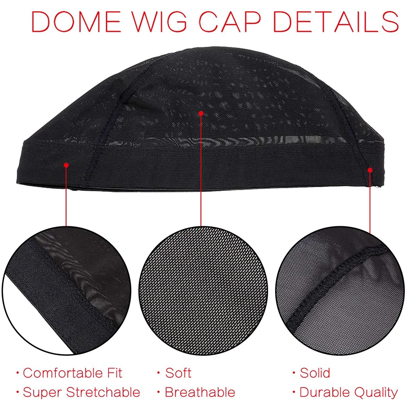 2 Pcs Durable Dome Wig Cap Breathable Mesh Wig Caps For Making Wigs Black Weaving Hat Elastic Hairnets Wig Turban For Women Men