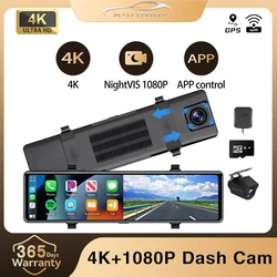Aprilboy C37 12'' 4K Dash Cam Carplay with Wireless Android Auto Loop Recording WiFi Bluetooth Navigation Touchscreen Car DVR