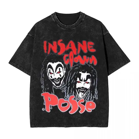 Insane Clown Posse Washed T Shirt Streetwear Hip Hop Vintage T-Shirt ICP Violent J Shaggy 2 Dope Tees Men Women Cotton Street