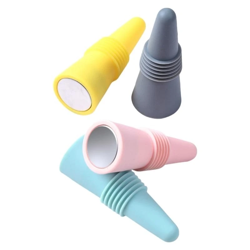 

R1WA 4 Pack Colorful Silicone Bottle Sealers and Metal Top Multipurpose Wine Stoppers