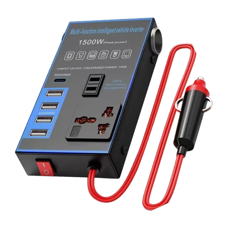   Stable 1500W Vehicle Converter Changes 12V 24V to 220V Electric Output for Car