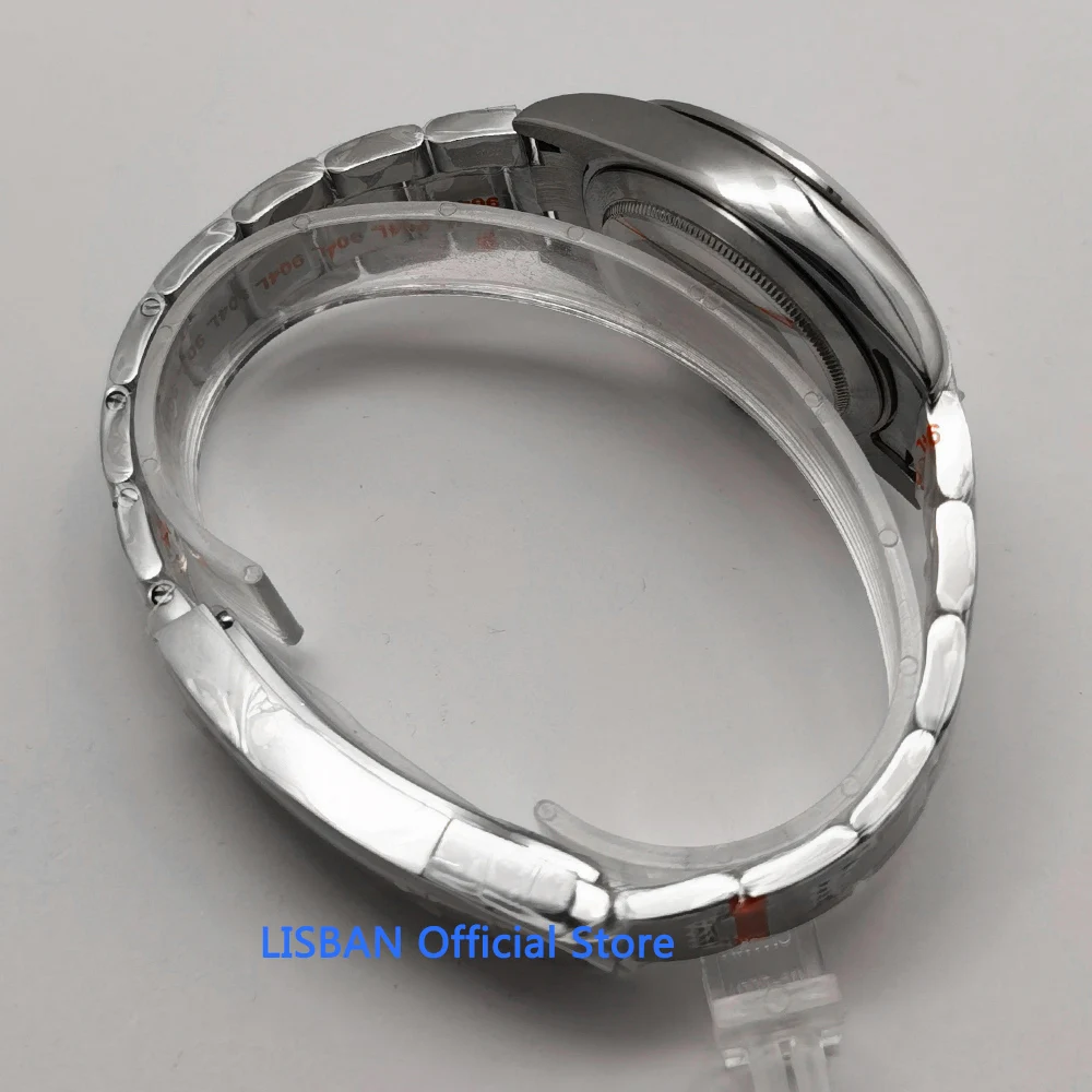 Lisban 36mm 40mm Silver Case Sapphire Glass fit for NH35 NH36 NH34 ETA 2824 2836 Mingzhu DG2813 3804 Miyota 8205 8215 movement