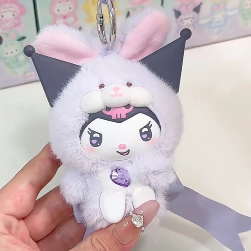 Caja ciega Sanrio Diamond Bunny Baby Series, bonita bolsa de felpa de vinilo, colgante, muñeca, caja misteriosa, juguetes de moda, regalos de cumpleaños