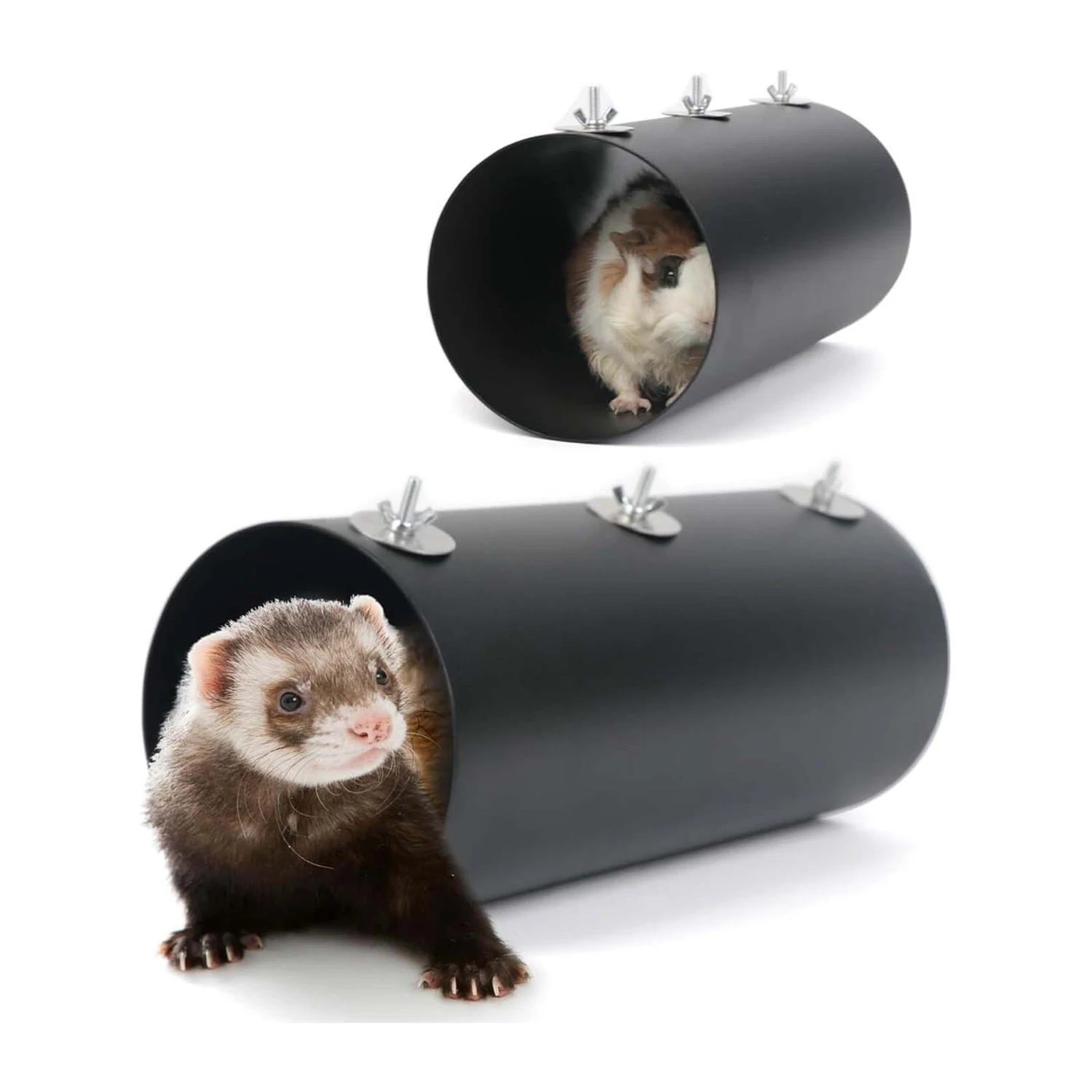 

2 Pack Small Animals Tubes Tunnel Toys for Cage Hideout Portable Rabbit Tunnels Metal Tube Toys for Small Animal Playing Resting