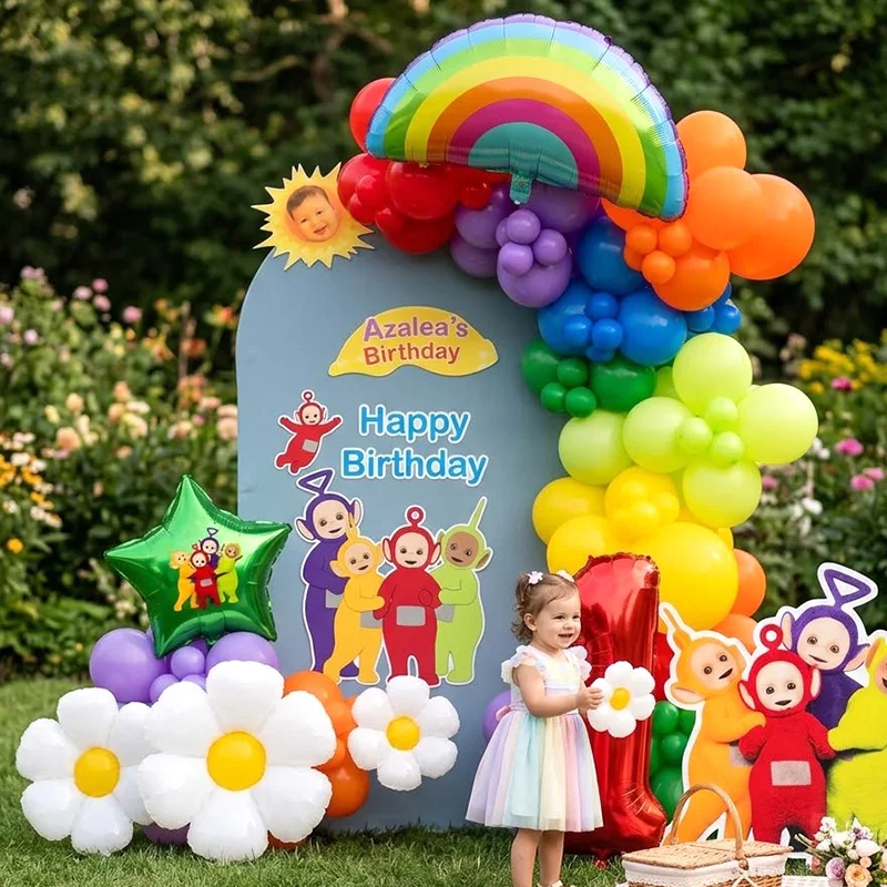 Teletubbies Colorful Balloon Arch Bouquet Globos Cartoon Foil Latex Balloon Garland For Children Birthday Party Decor