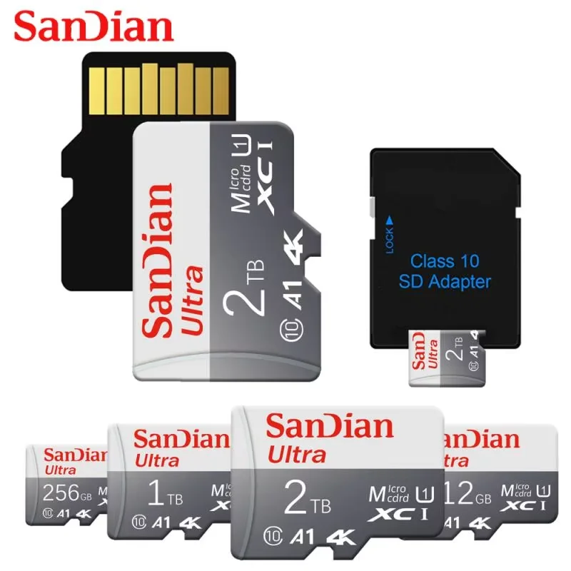 High Speed Mini SD Memory Card, Classe 10 Micro TF Flash USB, Pen Drive para Smartphone, 2TB, 1TB, 512GB, 256GB, 128GB, 64GB