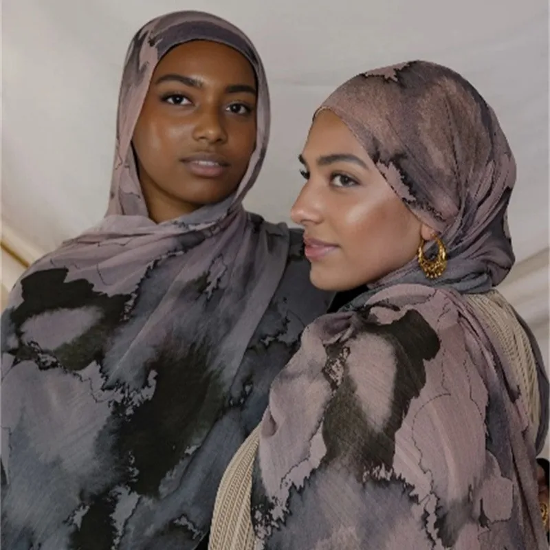 2025 수채화 시리즈 헤드스카프 새틴 프린트 스카프 봄 여름 자외선 차단 스카프 그라데이션 컬러 스카프