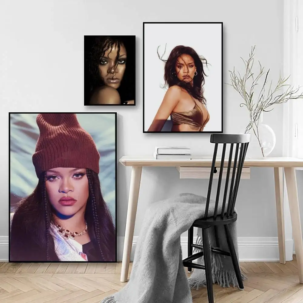 المغني R-ريهانا-مثير المشارك لا مؤطرة المشارك كرافت نادي بار ورقة خمر ملصق جدار الفن اللوحة غرفة نوم دراسة ملصقات #4