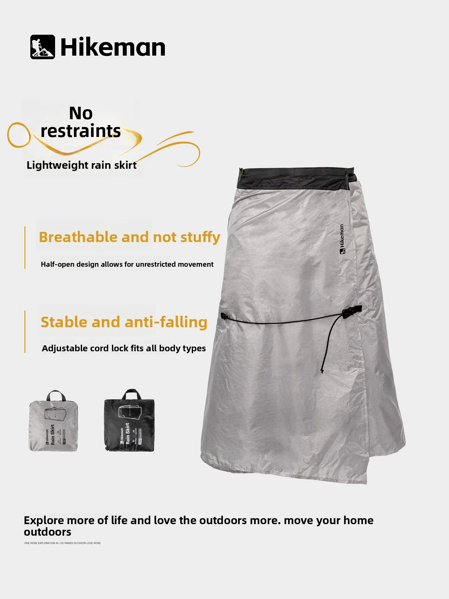 

Rain Skirt Waterproof Ultralight Portable Lower Body Poncho for Outdoor Camping Hiking Trekking Backpacking Separable Rain Ge