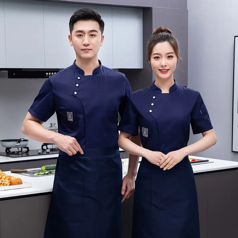 Hotel Chef Overalls Short Sleeve Men's and Women's Spring and Summer Clothes Restaurant Canteen Kitchen Kitchen Dining Workwear