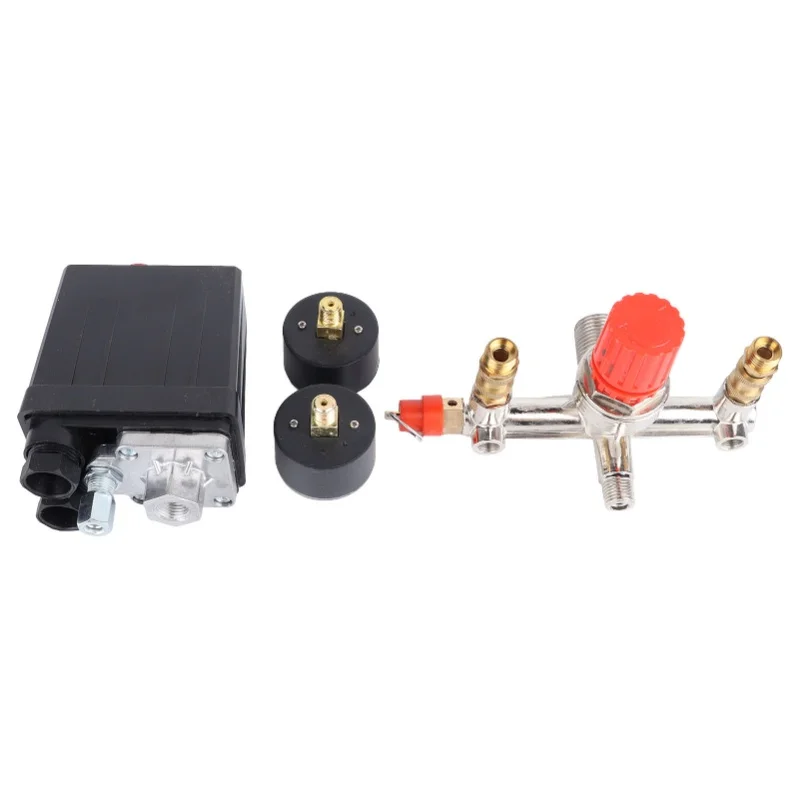 Przełącznik ciśnieniowy z zaworami regulacyjnymi 125PSI, podwójny zawór ciśnieniowy z wyjściem, przełącznik 220V