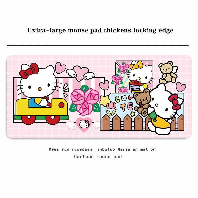 Kawaii Hello Kitty Mouse Pad Large Cute Cartoon Pink Mousepads Non-slip Durable Keyboard Mouse Pad for Office Computer Desk Pad