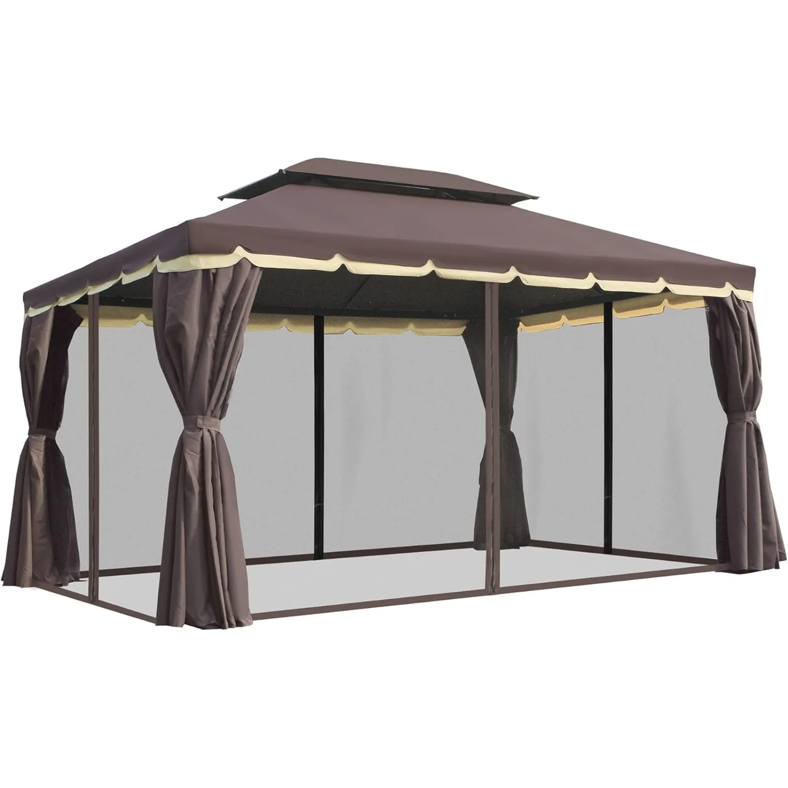 

US 10' x 13' Patio Gazebo, Outdoor Gazebo Canopy Shelter with Netting and Curtains, Aluminum Frame for Garden,