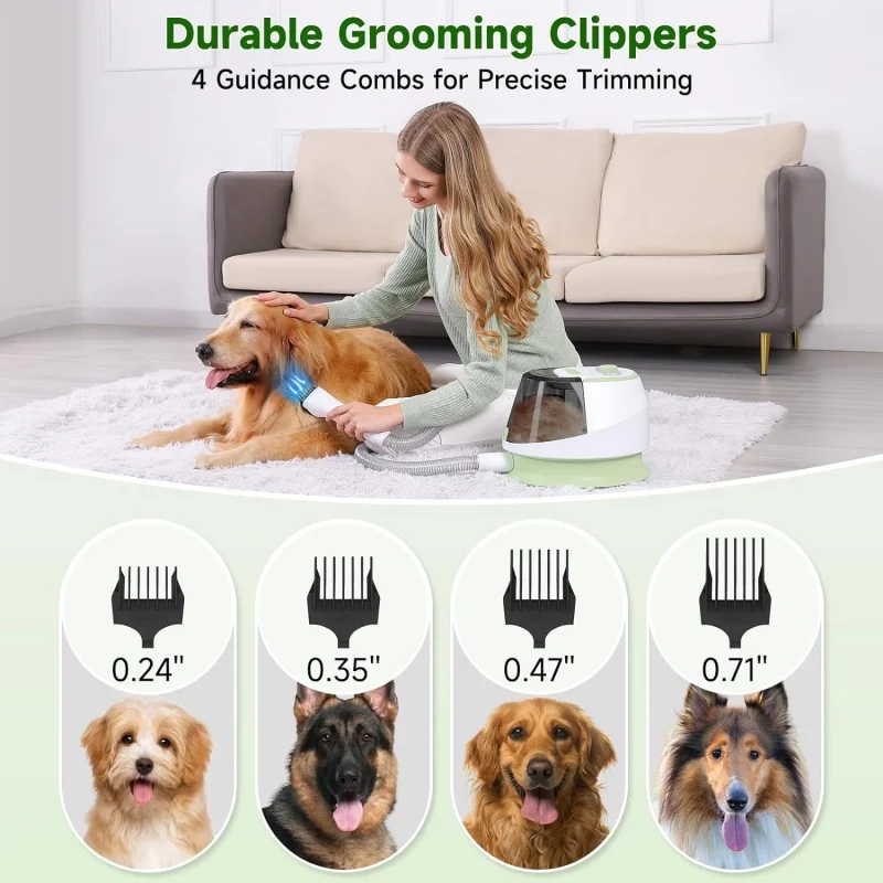 Gimify Dog Grooming Kit, Dog Hair Vacuum and Dog Dryer 2 in 1, Multifunctional Dog Grooming Clipper with 0.58 Gal Dust Cup and 9