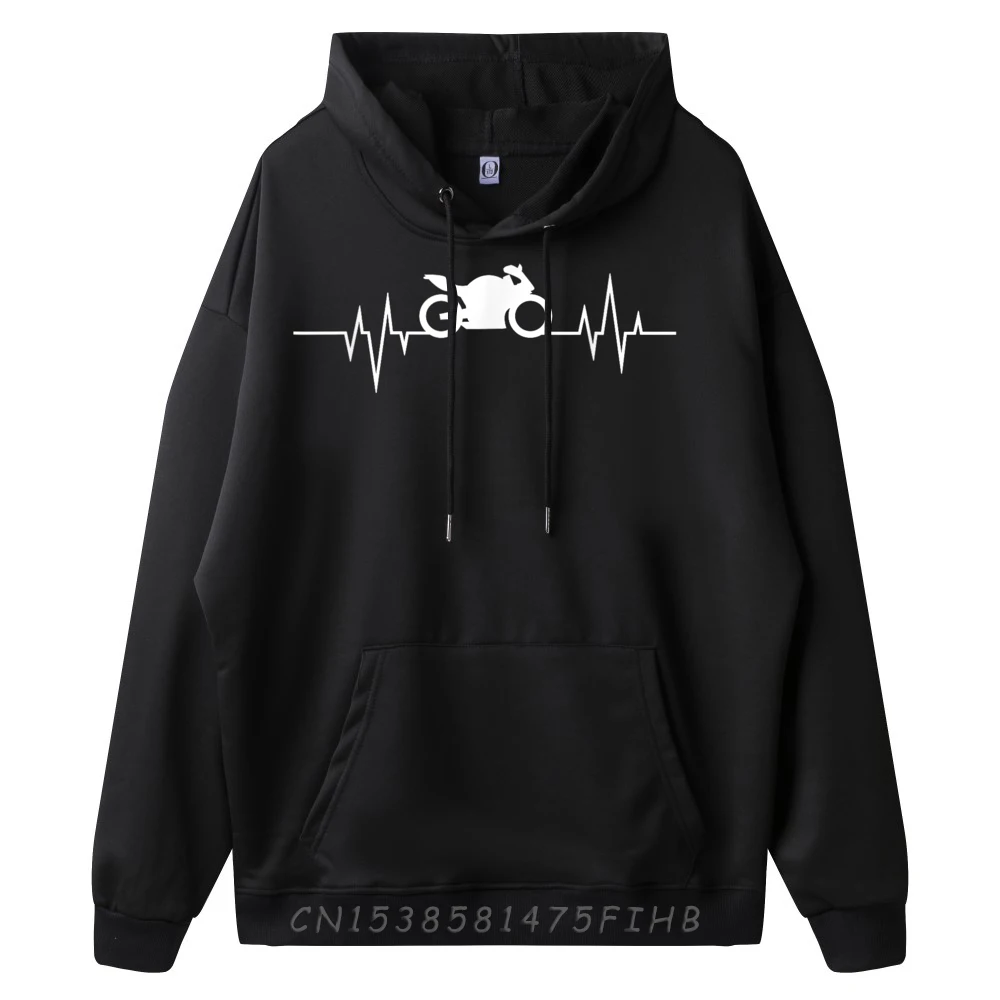 Motorcycle Heartbeat For Motorcyclist And Biker Blue And White Graphic Pullover Hoodies Sweatshirts Thanksgiving