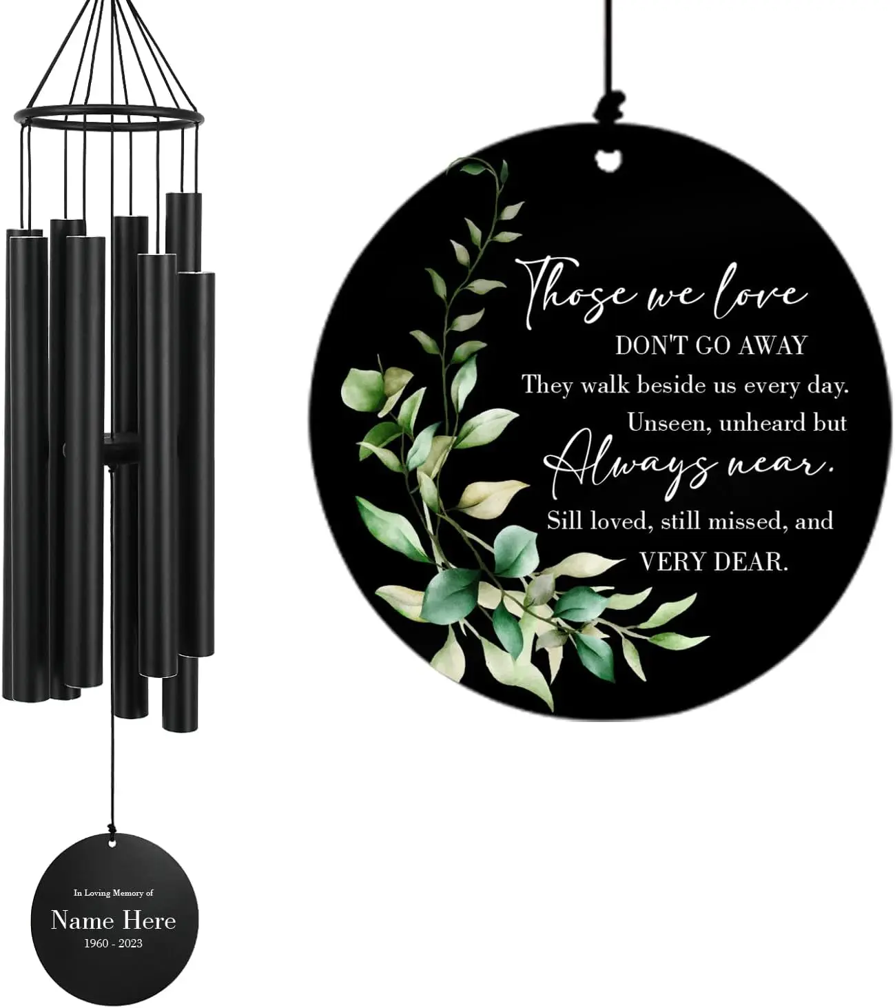 

Custom Memorial Wind Chime for Loss of Loved Ones, Deep Tone Sympathy Gift, 36-Inch Personalized Condolence Decor