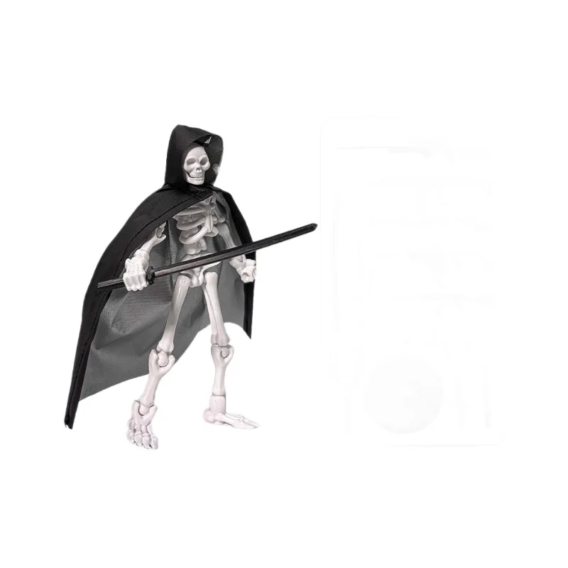 

Skeleton Lucky 13ed Dummy Action Figure with Cloak Small Decorative Ornament Multi-Joint Posable DIY Assembly Soldier Toy Model