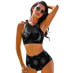 Sun Moon Bikini Swimsuit Suspender Wholesale Trendy Swimwear Sport Two Piece Youth Bathing Suit