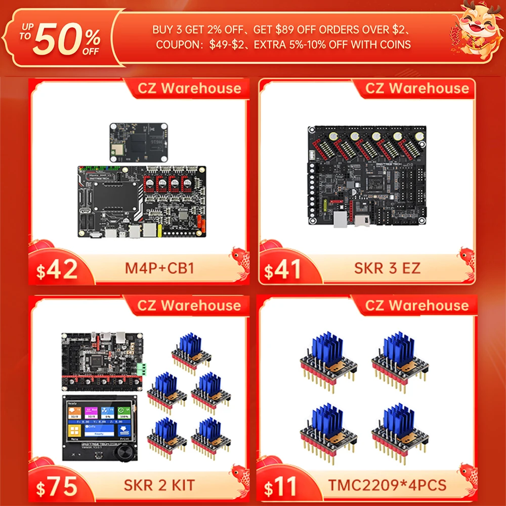 BIGTREETECH BIG SALE Zestaw Płyta główna Ekran dotykowy H2 V2.0 Wytłaczarka TMC2208 TMC2209 Sterownik silnika krokowego Części do drukarek 3D