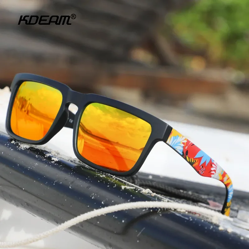 KDEAM Square Polarized Sunglasses Men Coating Lens Reduce Glare Durable Lightweight Colorful Glasses Women Luxury Brand UV400