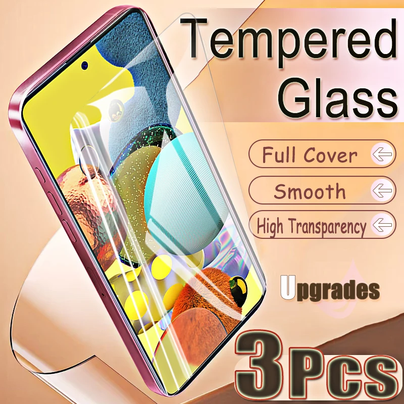 Upgrade 3PCS Fingerprint-Unlock Protect 9H gehärtetes Glas für Samsung Galaxy A51 5G A 51 Anti Explosion HD Displayschutzfolie