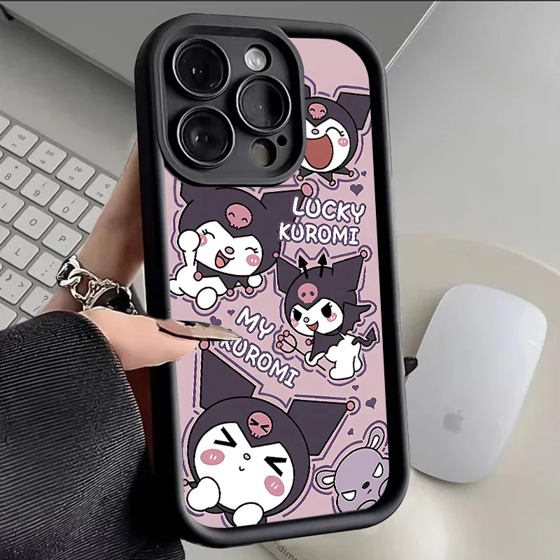 Case For iPhone 15 14 13 12 Mini 11 Pro Max X XS XR 7 8 15 Plus Silicone Matte Shockproof Coque Sanrio Kuromi Lovely Phone Case