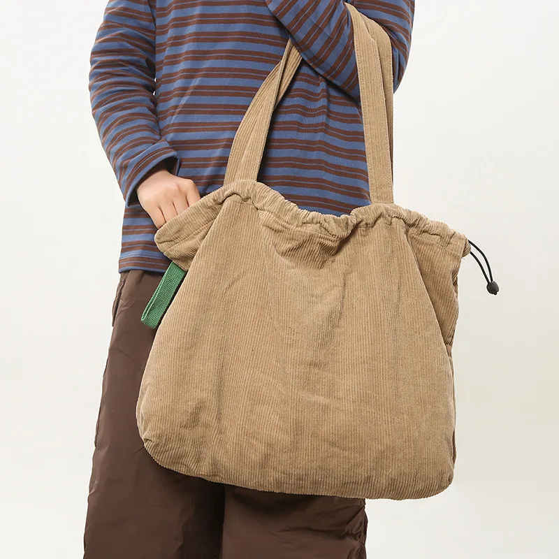 

Корейская парусиновая женская сумка на плечо, студенческая сумка-тоут, сумка-шоппер, 2021, большие модные вельветовые женские сумки, женские сумки