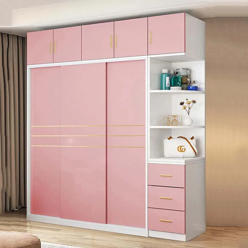 Modern Girls Wardrobe Cute Wood Space Saving Sliding Doors Clothes Closet Armable Bedroom Storage Quarda Roupas Home Furniture