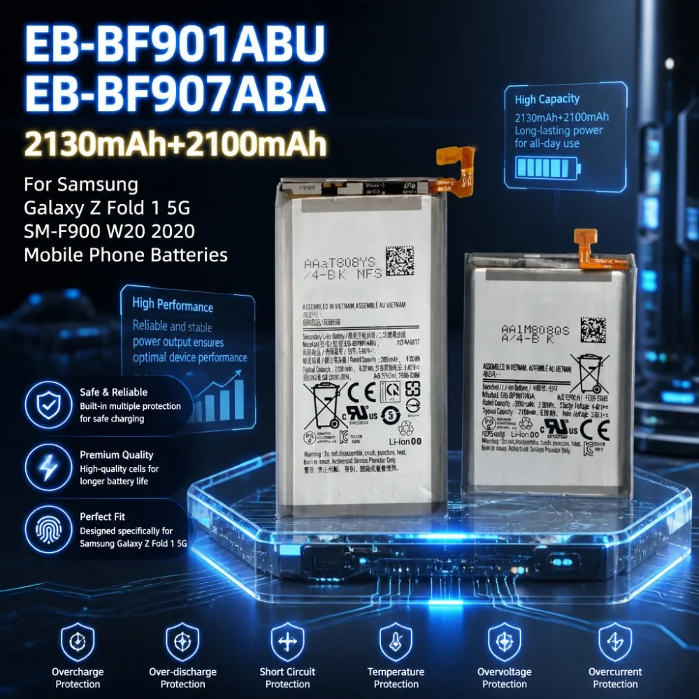 New EB-BF901ABU EB-BF907ABA ( 2130mAh+2100mAh) Battery For Samsung Galaxy Z Fold 1 5G SM-F900 W20 2020 Mobile Phone Batteries