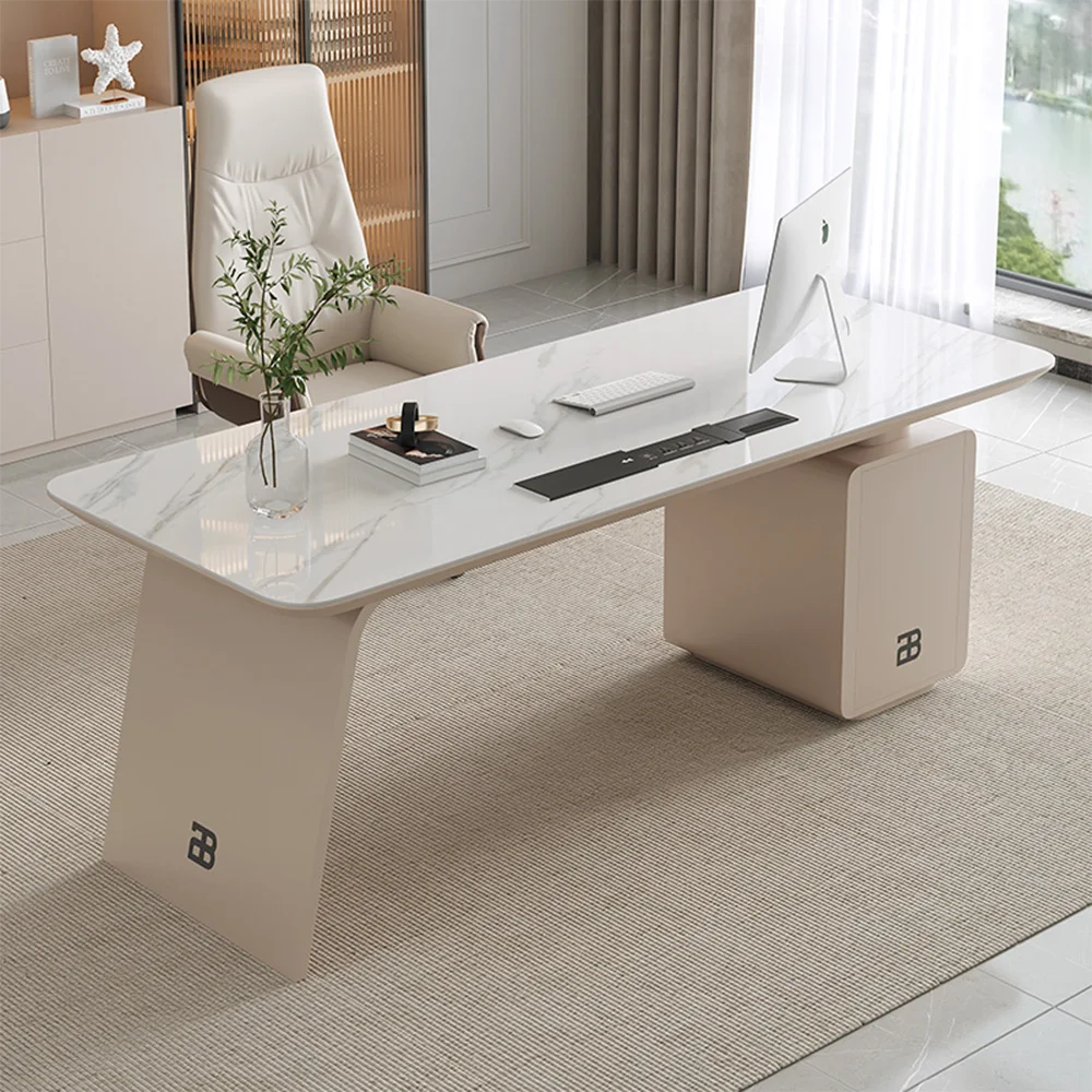 

Modern Office Table Furniture Luxury Stone Top Work Desk White Home Office Desk and Chair Design