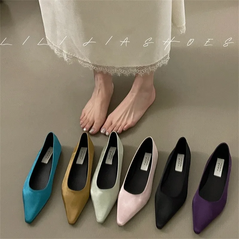 

New Brand Women Flat Shoes Fashion Round Toe Shallow Slip On Ladies Ballerinas Shoes Soft Flat Heel Dress Ballet Shoes