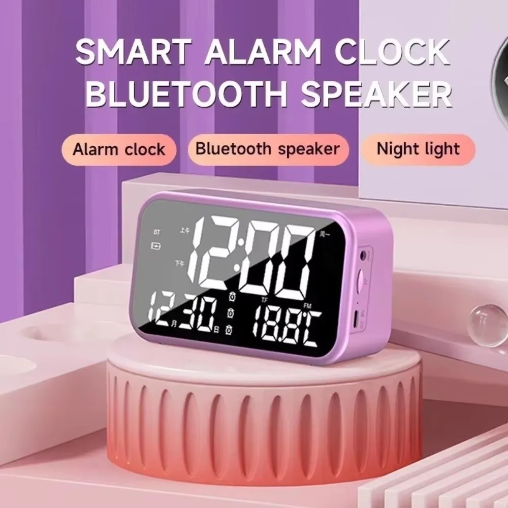 

Dual Alarms Mirror Alarm Clock Rechargeable Temperature Display Digital Alarm Clock Voice Control Large LED Display Clock Office