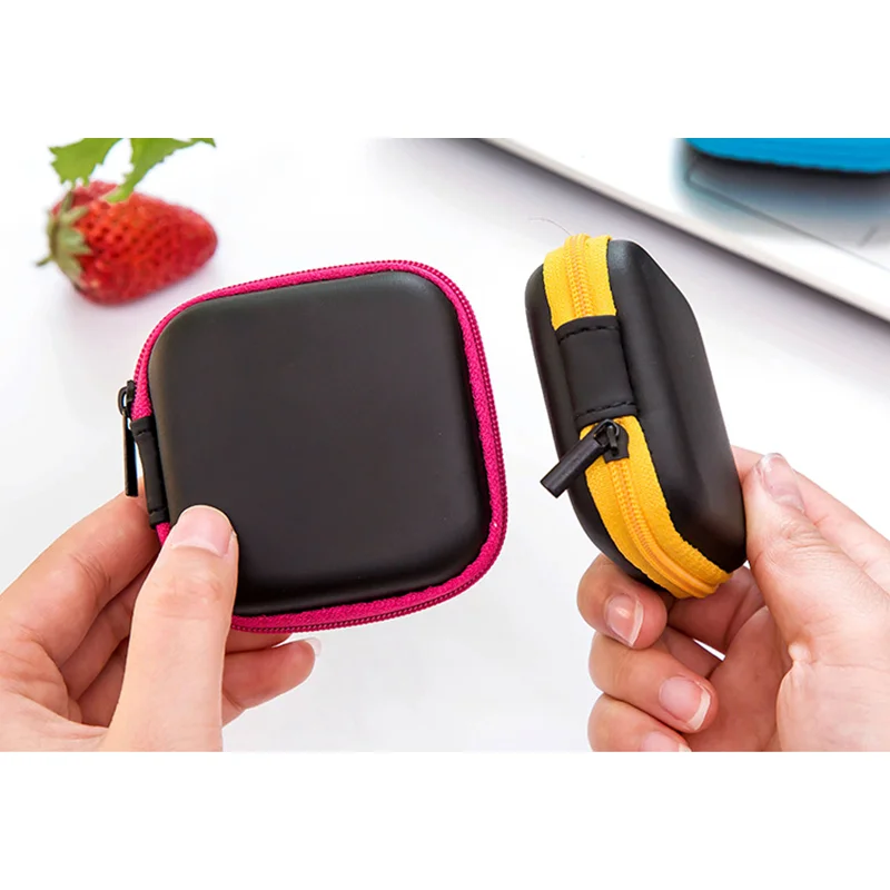 Headphone Case Colorful Travel Women Men Zipper Mini Coin Key Headphone Charger Holder Bag Storage  Box Organizer