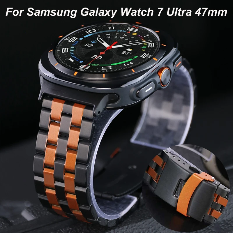 Business-Armband ohne Lücken für Samsung Galaxy Watch 7 Ultra 47 mm, luxuriöses Edelstahlband für Samsung Watch Ultra 47 mm