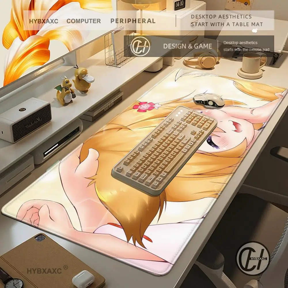 Anime The Helpful F-Fox Large Mouse Pad Cute Big Desk Pad Extended Gaming Keyboard Mat Large 90x40cm XXL Game Rubber Mouse Pad