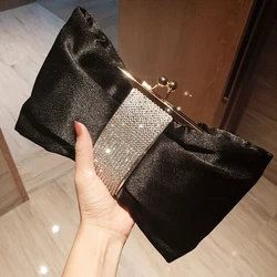 Woman Evening Bag Rhinestone Clutch Crystal Dinner Clutch Wallet Wedding Purse Party Banquet  Black Butterfly