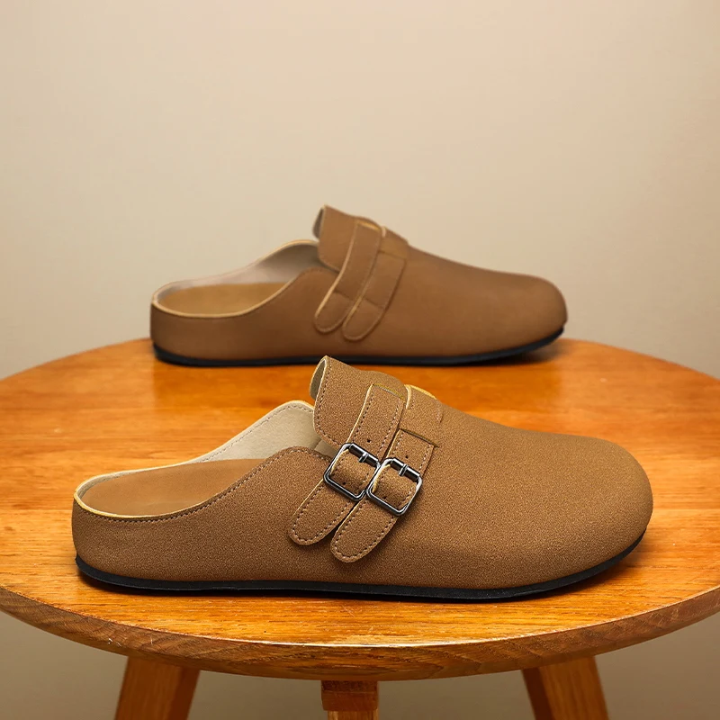 Waterproof Birken semi-towed men's outerwear 2025 summer new anti-slip trend and versatile one-foot Cork slippers