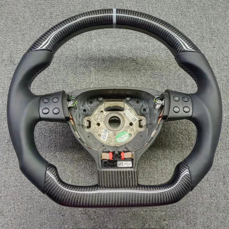 Replacement Real Carbon Fiber Steering Wheel with Leather for VW Volkswagen Golf 5 Mk5 GTI 2003-2009