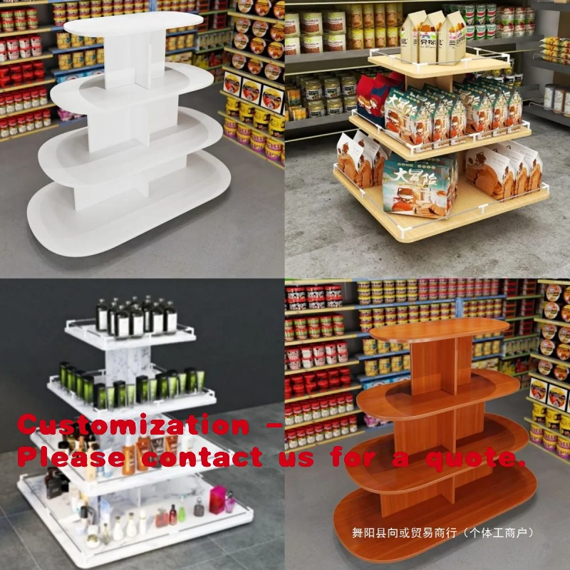 

Customize.Wooden Display Cabinet Supermarket Snacks, Shelves, Display Racks Products, Mother and Store, Round Stora