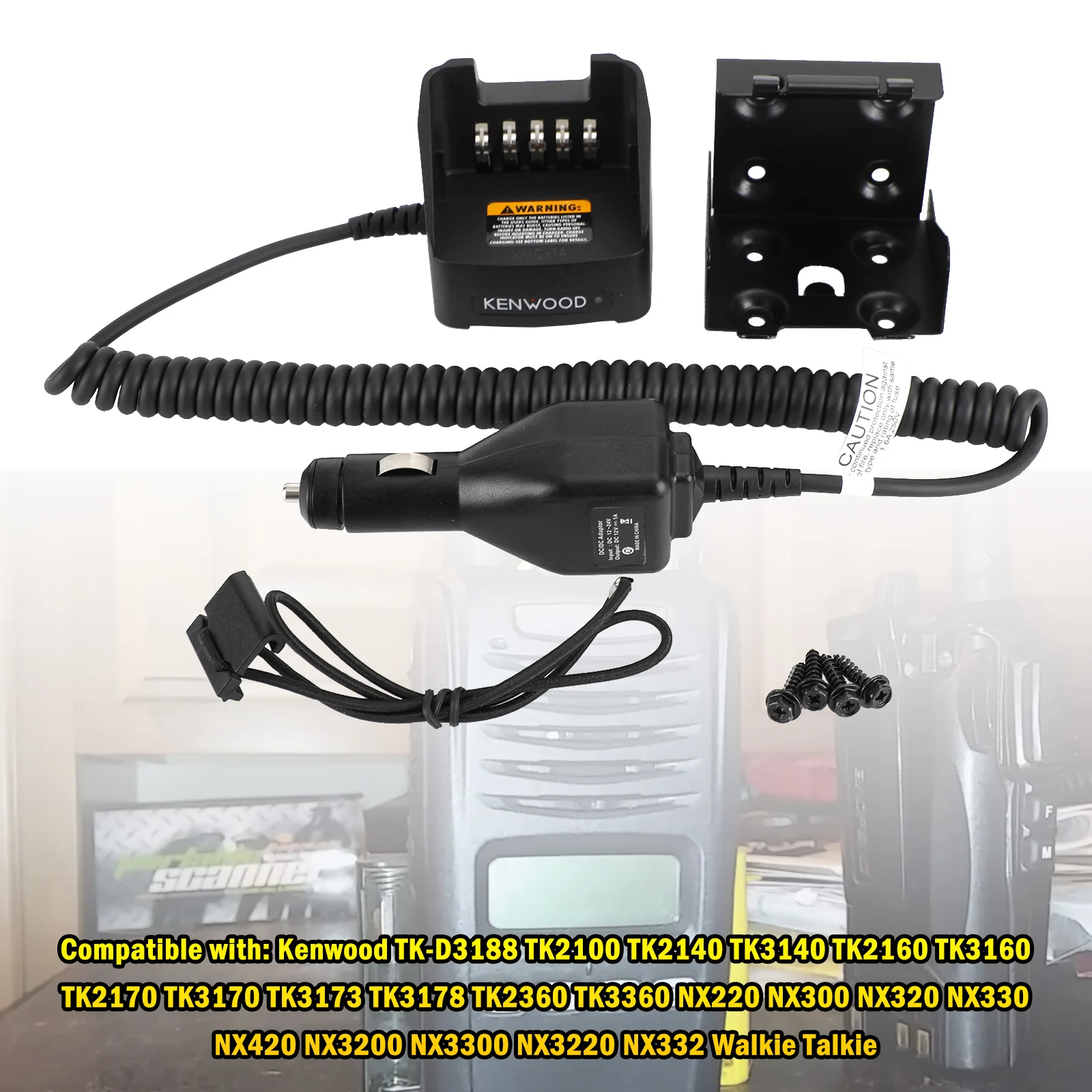 Artudatech KVC-14 12-24V Car Battery Charger for TK2100 K2140 K2148 K2160 K3178 Radios