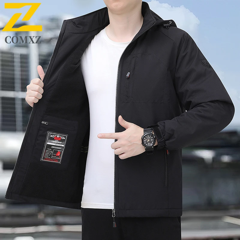 

COMXZ Stormtrooper Jacket Men 2025 New Edition Velvet Thickened Anti Cold and Warm Hoodie Outdoor Camping and Hiking Windbreaker
