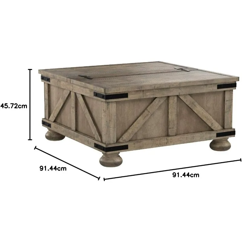 Ashley Aldwin Signature Design Farmhouse Square Coffee Table, Easy Storage, Easy Assembly, for Living Room